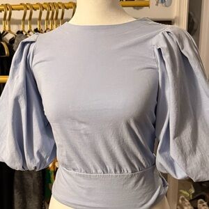Express Light Blue Puff Sleeve Blouse